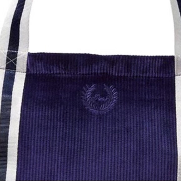 NWT- Victoria Secret Zippered Velour Navy Tote Bag - Picture 3 of 9